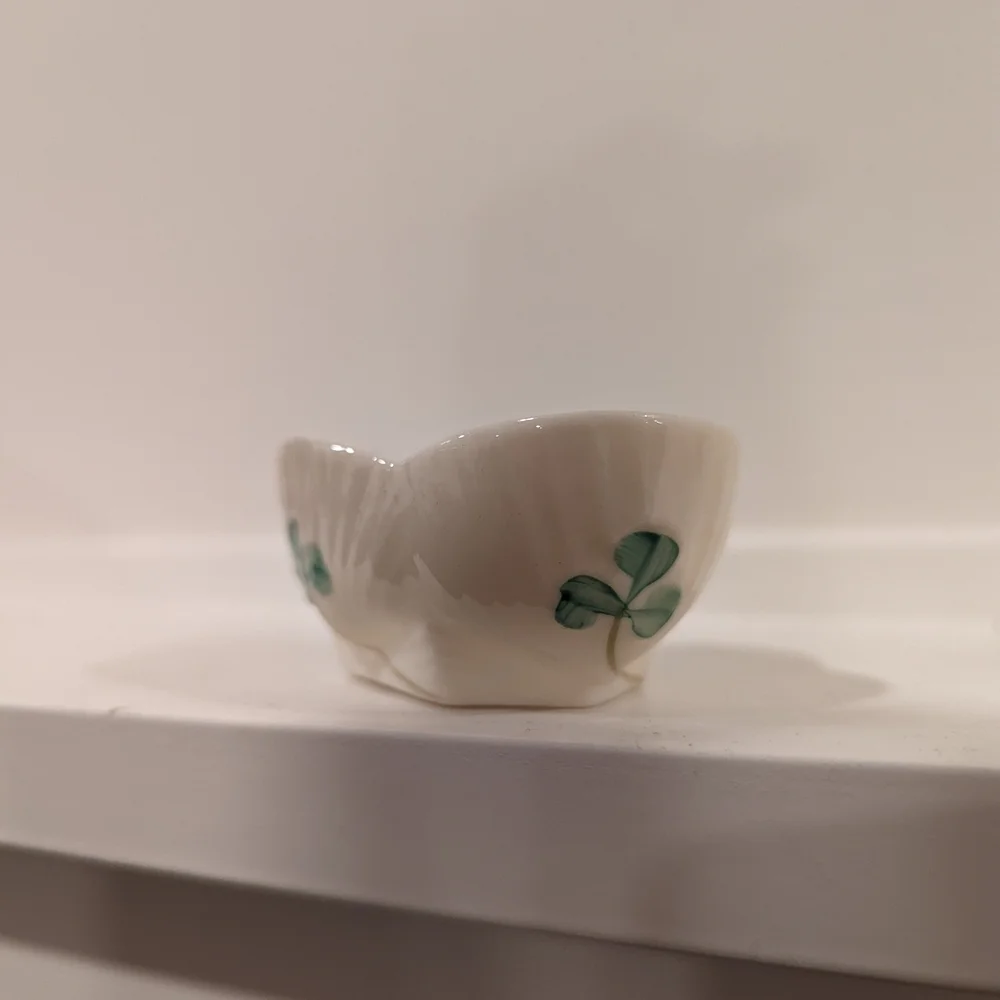 White Bowl with Green Clover Design Fine Irish China